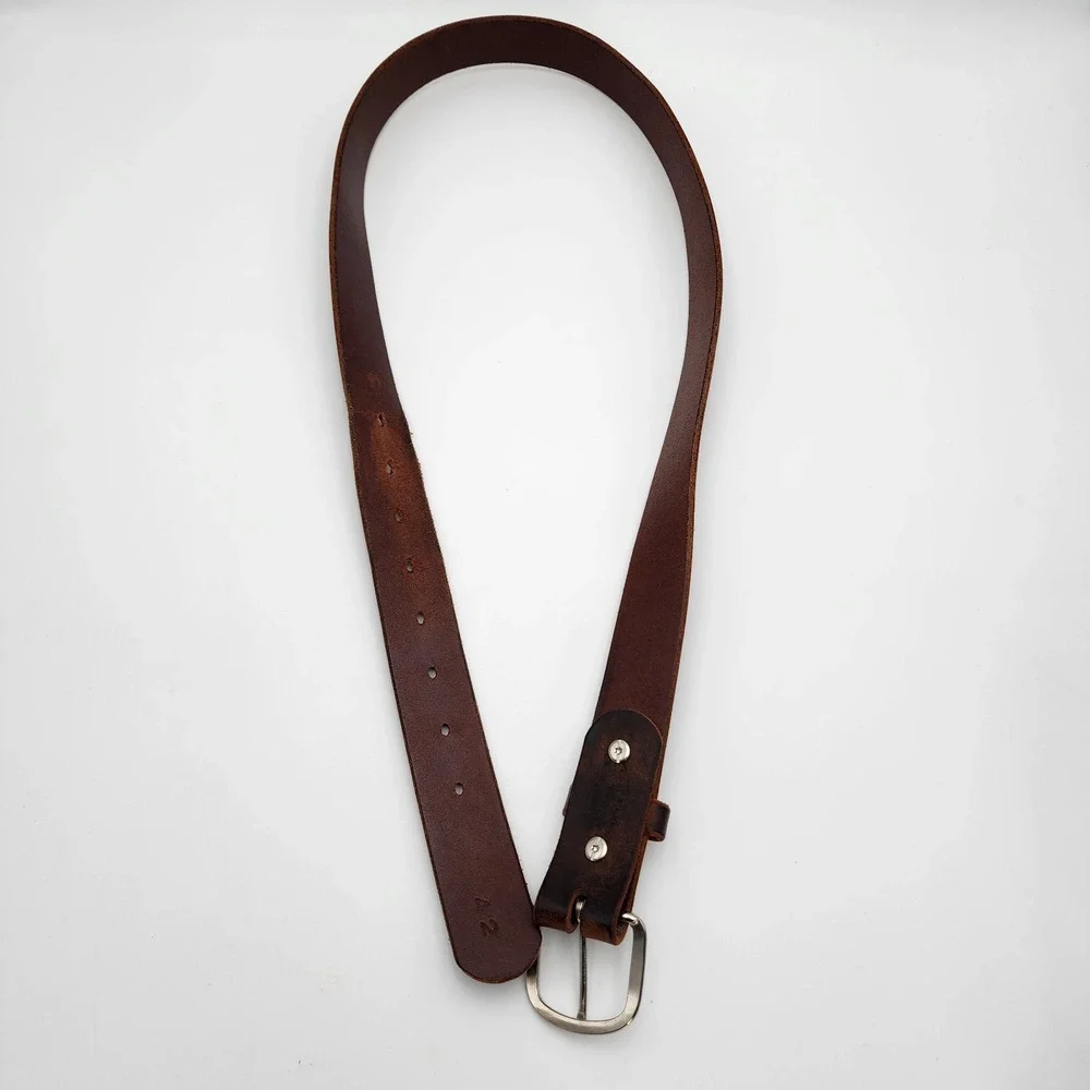 Amish Made USA Handcrafted Men's Brown Leather Belt‎ Size 42 Western